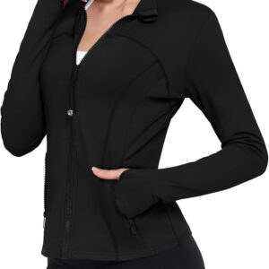Women’s Workout Jacket Zip Up Athletic Running Jacket Lightweight Yoga Gym Jacket with Thumb Holes and Pockets