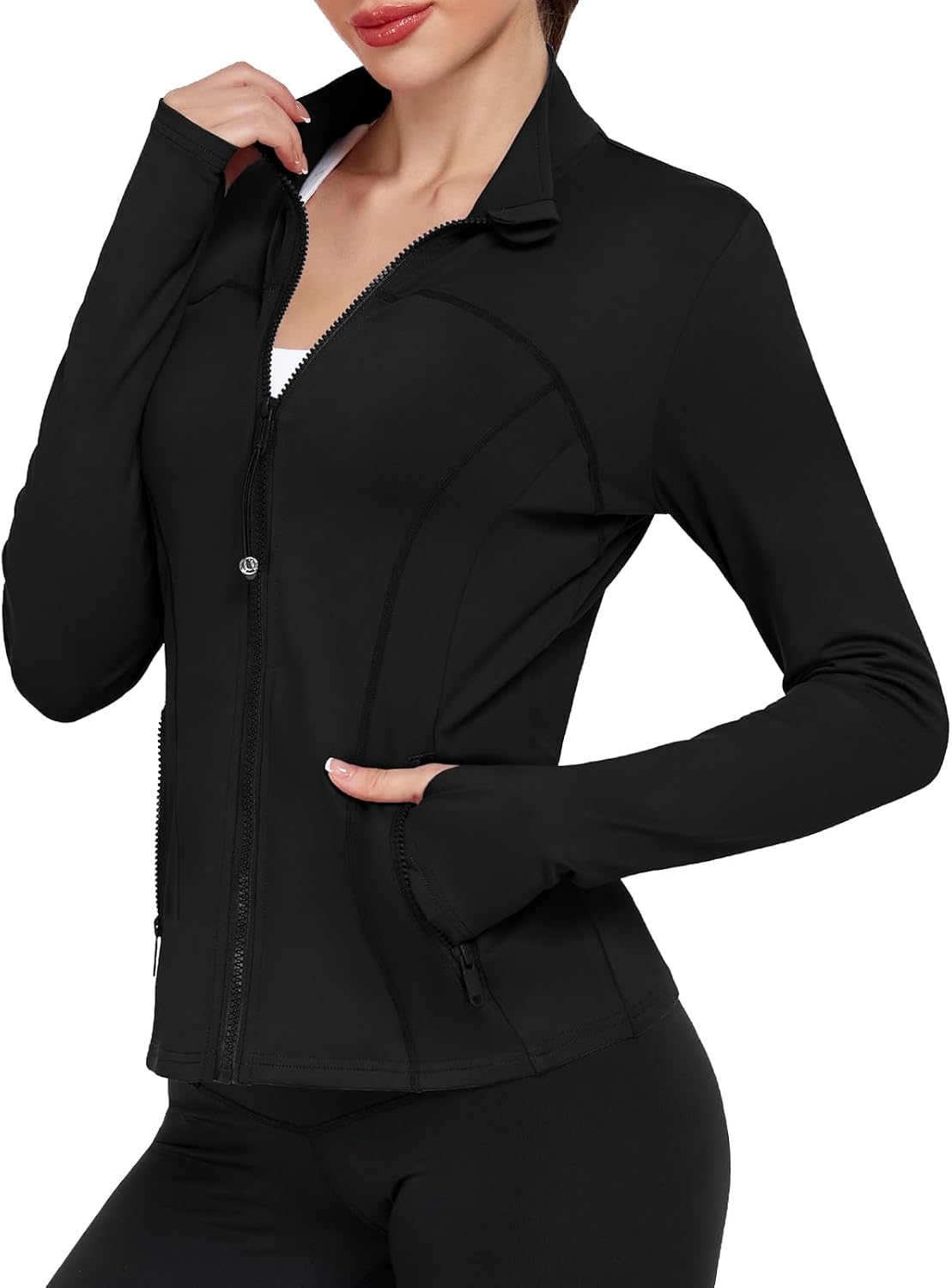 Women's Workout Jacket Zip Up Athletic Running Jacket Lightweight Yoga Gym Jacket with Thumb Holes and Pockets