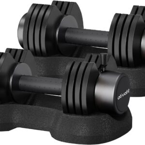 ATIVAFIT Adjustable Dumbbell Set of 2, 5–88LB Quick Dial Free Weights with Double Safety Lock, Anti-Slip Steel Handle & Storage Box, Space Saving Home Gym Equipment for Full Body Strength Training, Suitable for Home Fitness Users