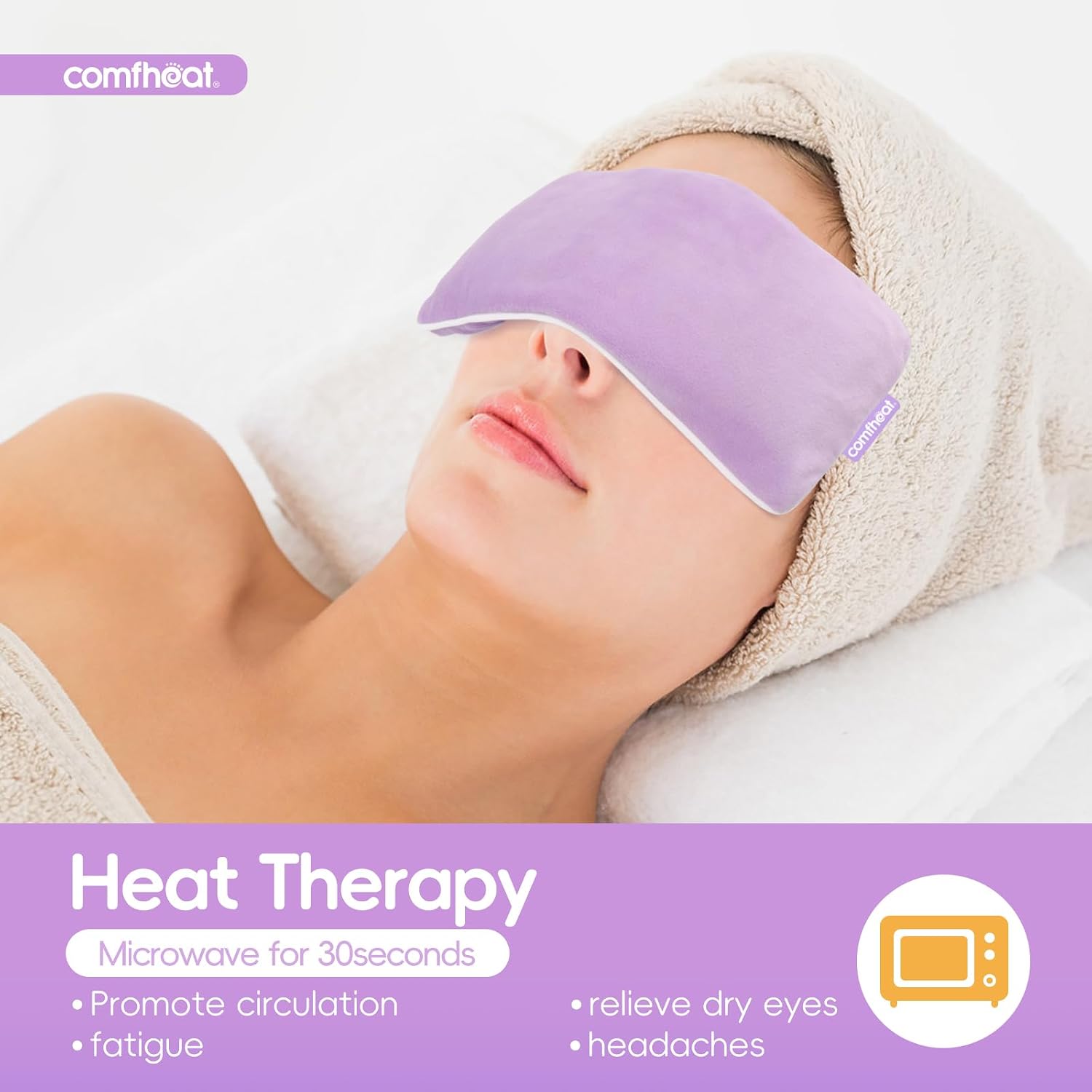 Lavender Weighted Eye Pillow for Yoga, Relaxation | Microwavable Moist Heat Eye Compress Mask with Washable Cover for Meditation, Yoga, Spa, Sleeping, Migraine Relief (Purple) - Image 4