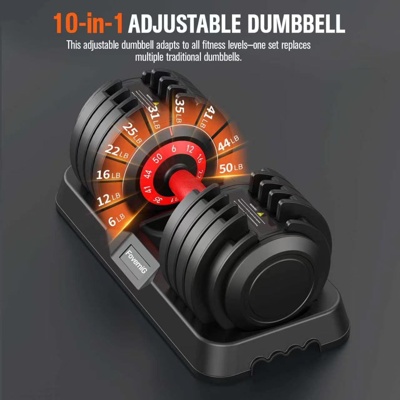 Adjustable Dumbbells Set of 2,Free Weights Dumbbells Set,25lbs/50lbs Adjustable Weights with Anti-slip Silicone Grip,10 in 1,for Men/Women Gym Equipment for Home Strength Training Equipment - Image 2