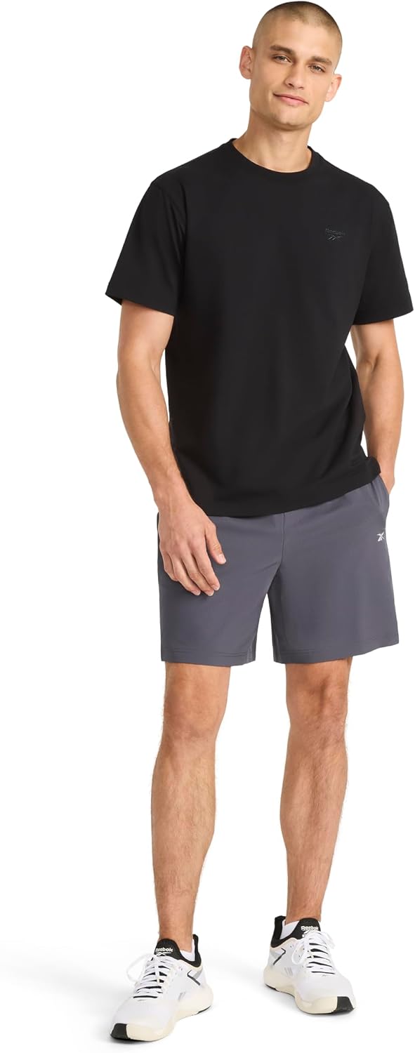 Reebok Men's Short Sleeve Crewneck Embroidered T-Shirt, Standard Fit, Lightweight Stretch Cotton Fabric - Image 3
