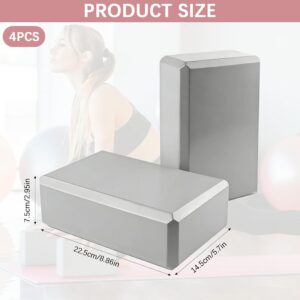 4 Pack Yoga Blocks – Premium EVA Foam Blocks for Pilates Workout, Stretching, Meditation – Yoga Brick for Flexibility, Balance, Spine Strength, Non-slip and Lightweight Exercise Blocks (Gray)