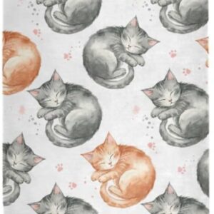 Cute Cat Design Thin Yoga Mat with Bag Included, Non Slip Fitness Workout Mat, Foldable Suede Rubber Yoga Mat for Yoga Pilates and Fitness, 70.8″ L x 26″ W x 1mm