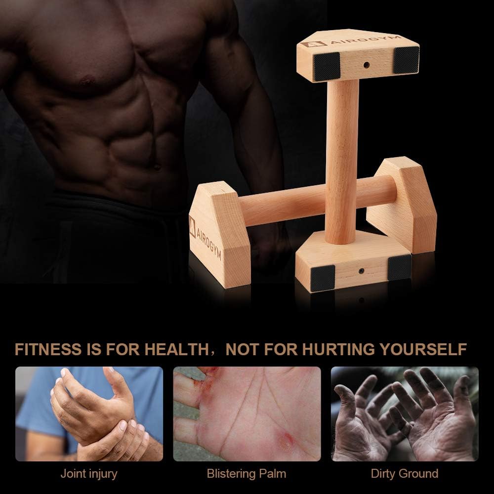 Push-up Stand, 2 PCS Wood Pushup Bars Non-Slip Base Exercise Home Workout Equipment, 30CM Wooden Parallettes Handle Stands Grip for Men Strength Training, Planks Calisthenics - Image 6
