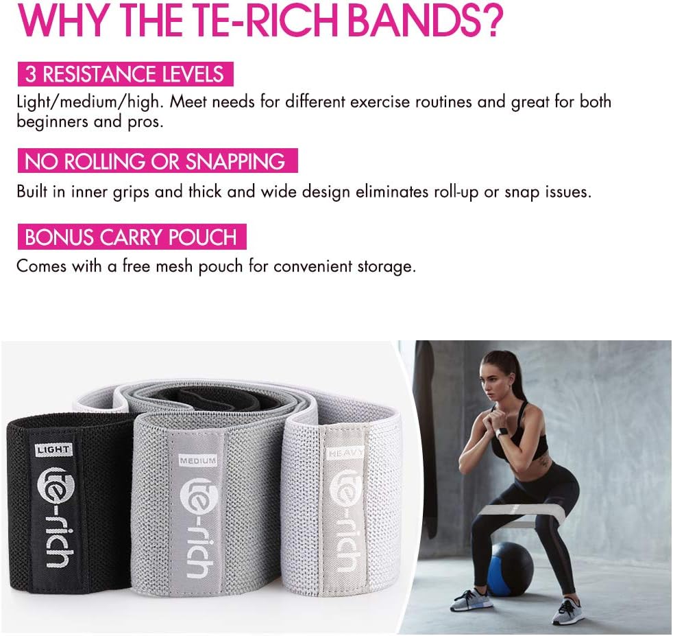 Resistance Bands, Fabric Workout Bands for Women & Men, Cloth Booty Resistance Loop Bands, Thick Squat Bands for Butt/Legs/Thigh/Hip/Glute Excersing - Image 2