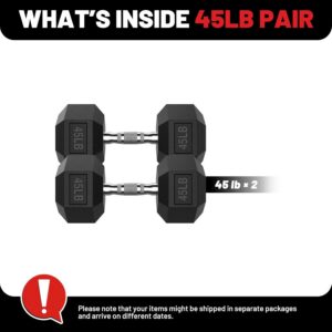 PAPABABE HEX Dumbbell Set 2.5-125lb, Rubber Encased Home Gym Dumbbells, Exercise & Fitness Weights Dumbbells for Women & Men, Hand Weight for Strength Training