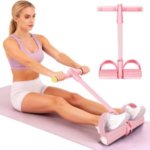 Resistance Bands with Handles 6 Tube Multifunction Tension Rope, Sit-Up Exercise Equipment with Foot Pedals and Handles，Pedal Resistance Band for Abdomen, Waist, Arm, Leg