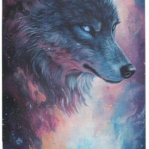 Galaxy Wolf Yoga Mat, 71 x 26 Inch Non-slip Yoga Mats Folding Travel Exercise Mat Indoor Outdoor Gym Pilates with Storage Bag for Women Men