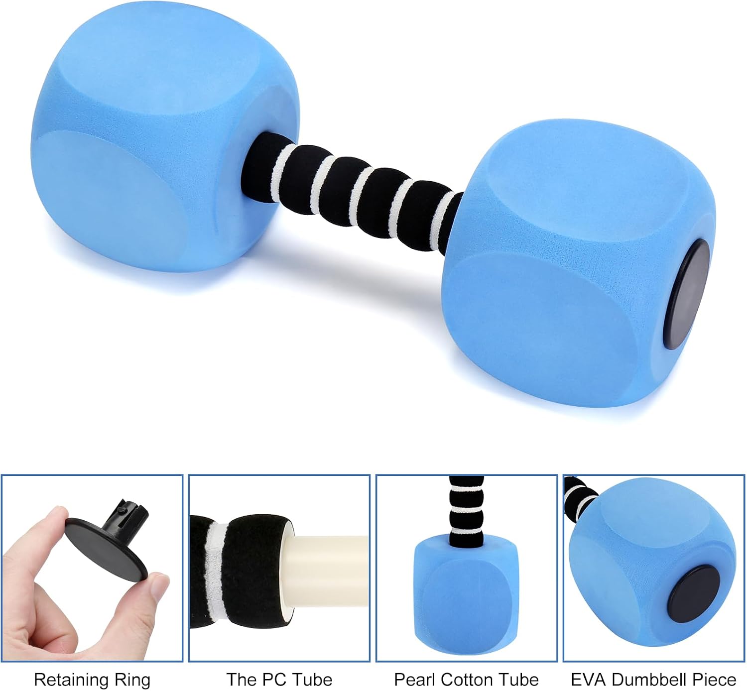 Water Dumbbells, 2Pack Aquatic Exercise Dumbbells, EVA Foam Barbells for Men Women Water Workouts - Image 3