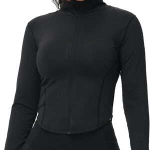 Dalavch 3 Pack Womens Cropped Full Zip up Workout Jacket Slim Fit Running Athletic Gym Yoga Sports Jacket with Thumb Holes