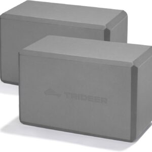 Trideer Yoga Blocks 2 Pack, Soft Non-Slip Foam Blocks with Beveled Edges for Alignment and Stretching in Yoga, Pilates, and Dance – Supportive, Lightweight, Odor Resistant, Latex-Free