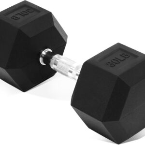 Fitvids 30LB Single Hex Dumbbells Rubber Coated Hand Weights for Exercises and Fitness, Black