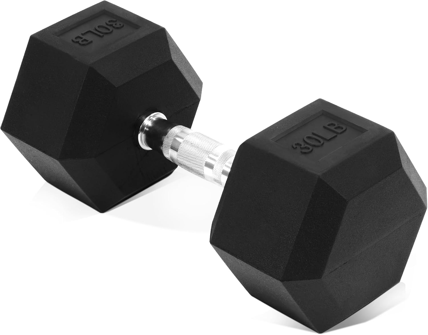 Fitvids 30LB Single Hex Dumbbells Rubber Coated Hand Weights for Exercises and Fitness, Black