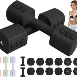 Abahub 2 in 1 Kettlebell & Dumbbell Set for Home Gym, Adjustable Weights Dumbbell Set with Kettlebell Grip Converter, Full Body Workout Kettlebell Set of 2 for Men Women