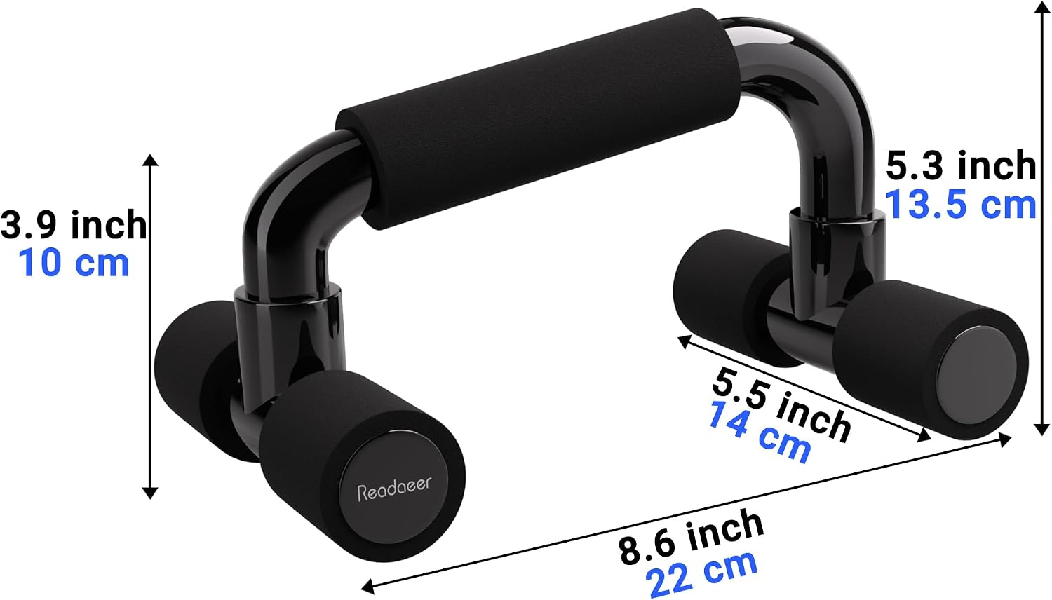 READAEER Push Up Bars Gym Exercise Equipment Fitness 1 Pair Pushup Handles with Cushioned Foam Grip and Non-Slip Sturdy Structure Push Up Bars for Men & Women - Image 5