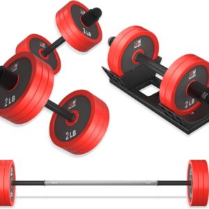 Adjustable Dumbbell Set，20/30/50/70/90lbs Free weight set with Carbon Steel,rack，Barbell Free weights set with Connector,Workout Equipment for Home Gym Suitable Men/Women