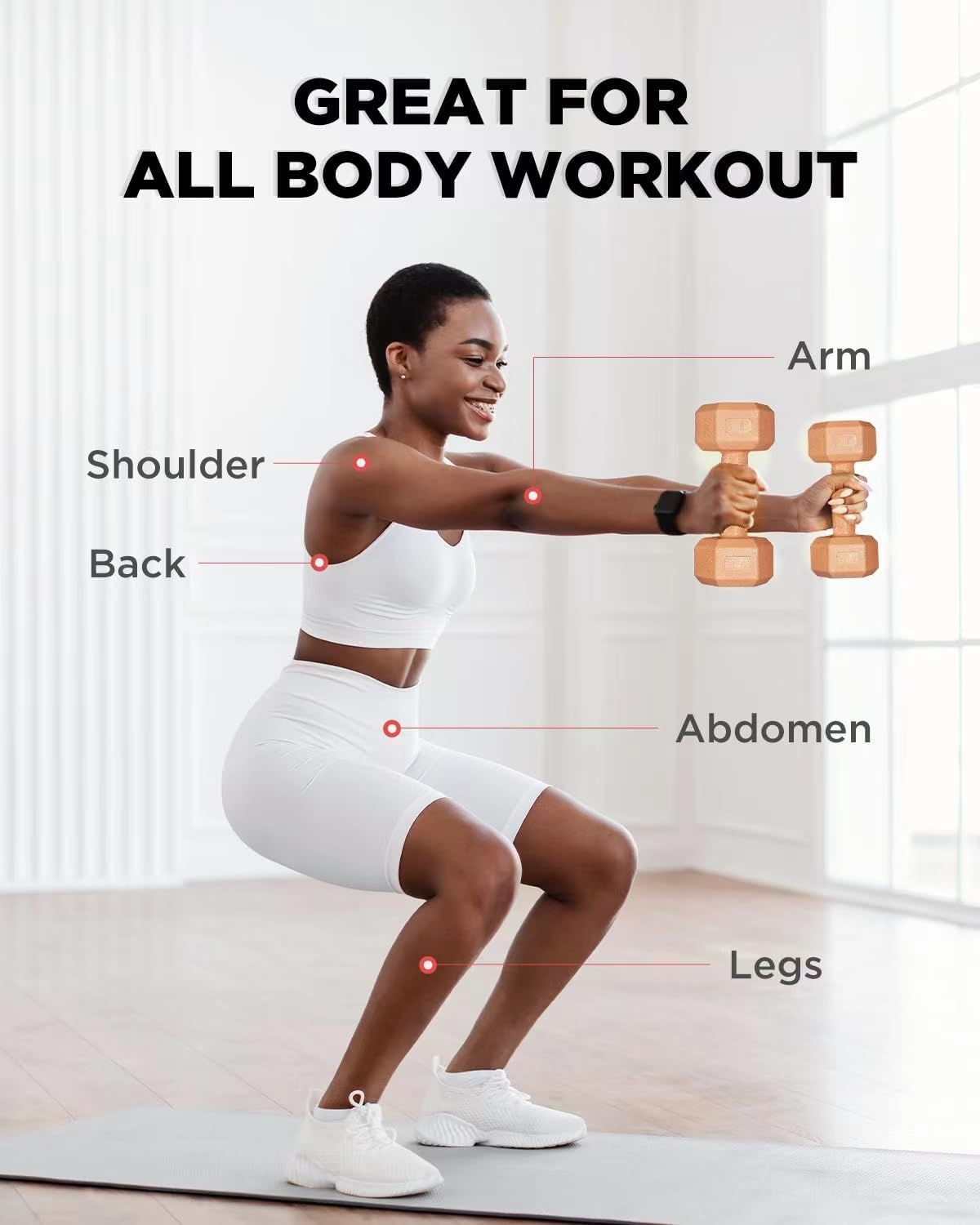 Dumbbell Sets - 5/10/15/20/25/36 lb Dumbbells Pair Hand Weights Set of 2 - Easy Grip - Arm Weights for Men and Women, Home Gym Exercise Equipment for Workouts Fitness Strength Training - Image 5