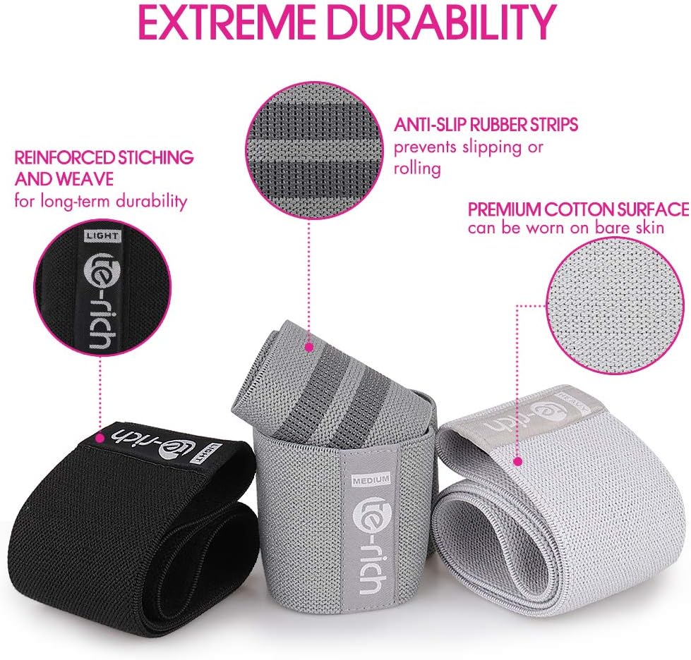 Resistance Bands, Fabric Workout Bands for Women & Men, Cloth Booty Resistance Loop Bands, Thick Squat Bands for Butt/Legs/Thigh/Hip/Glute Excersing - Image 6