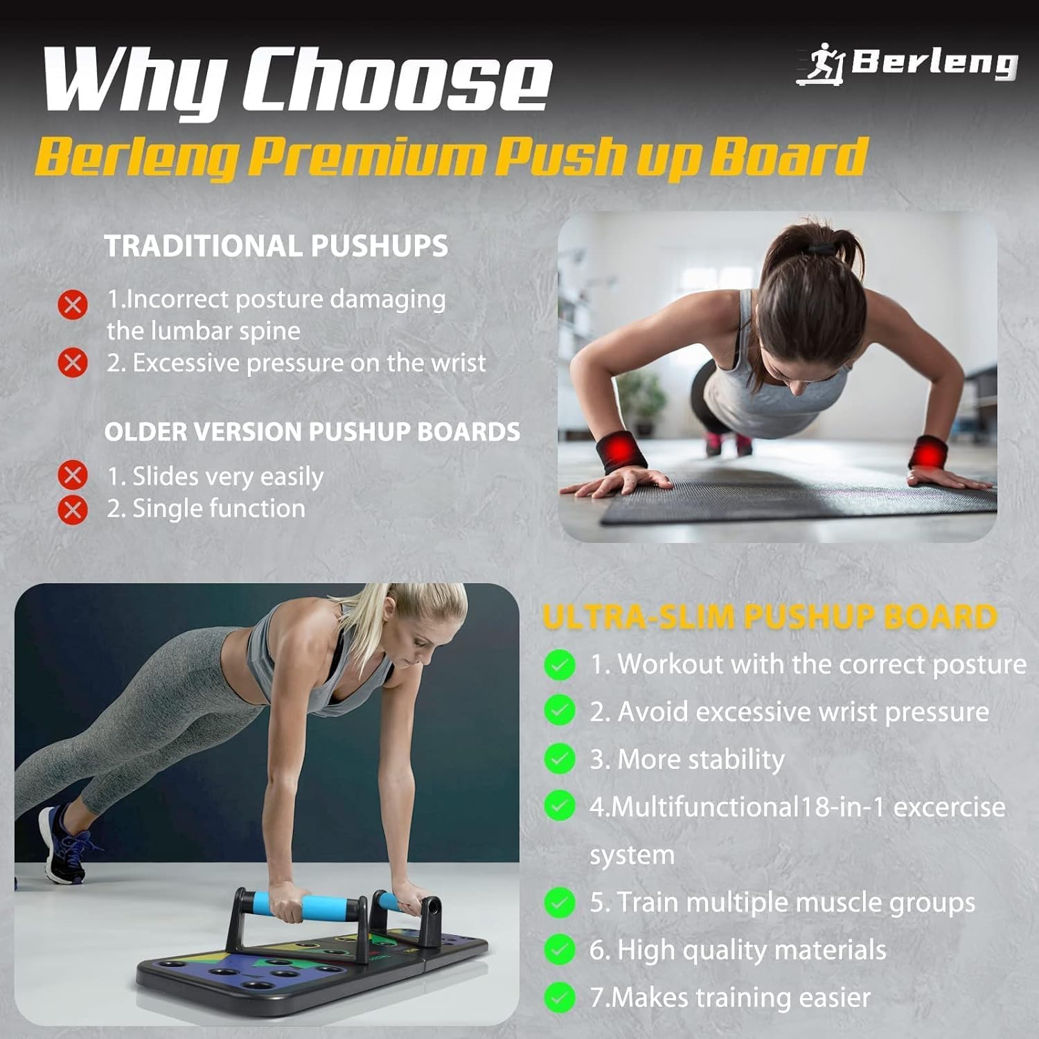IUT Solid Push Up Board 15 in 1 Home Workout Equipment Multi-Functional Pushup Stands System Fitness Floor Chest Muscle Exercise Professional Equipment Burn Fat - Image 4