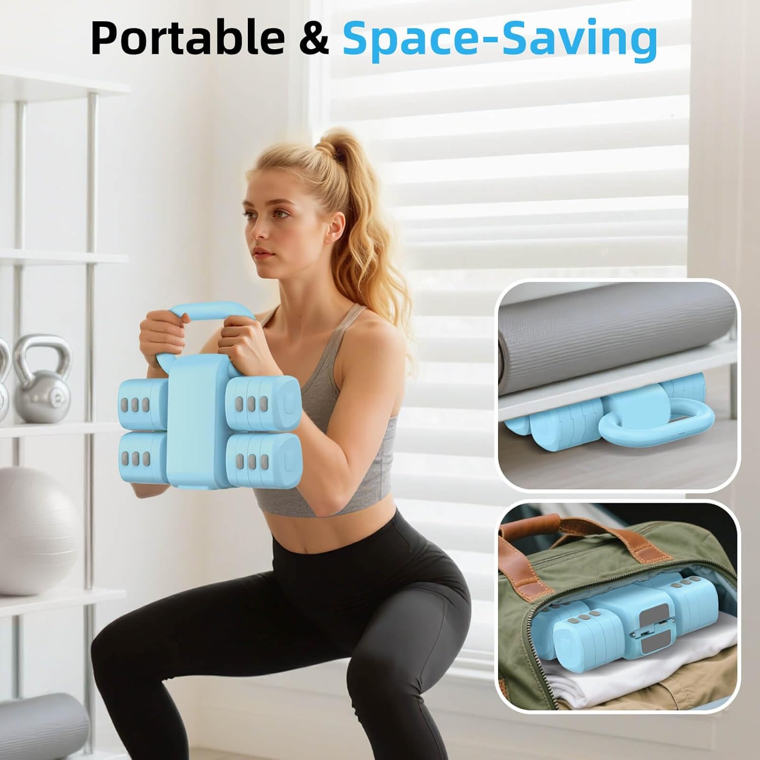 2-in-1 Adjustable Dumbbell Set, Upgraded 4 Levels Hand Weights for Women Men, Each 2.2/3.3/4.4/5.5lb, Convertible Weights Dumbbells and Kettlebell Set for Home Gym Exercise & Fitness - Image 5
