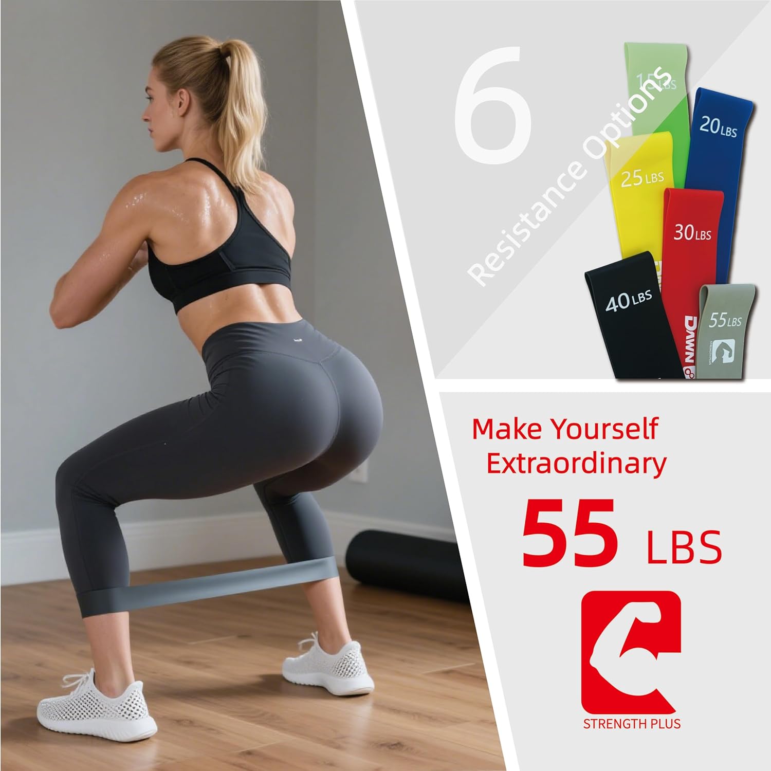 6-Levels Resistance Exercise Loop Bands Set – Elastic Workout Bands for Yoga, Strength Training, Physical Therapy – Guide, Fitness Card & Carry Bag - Image 3