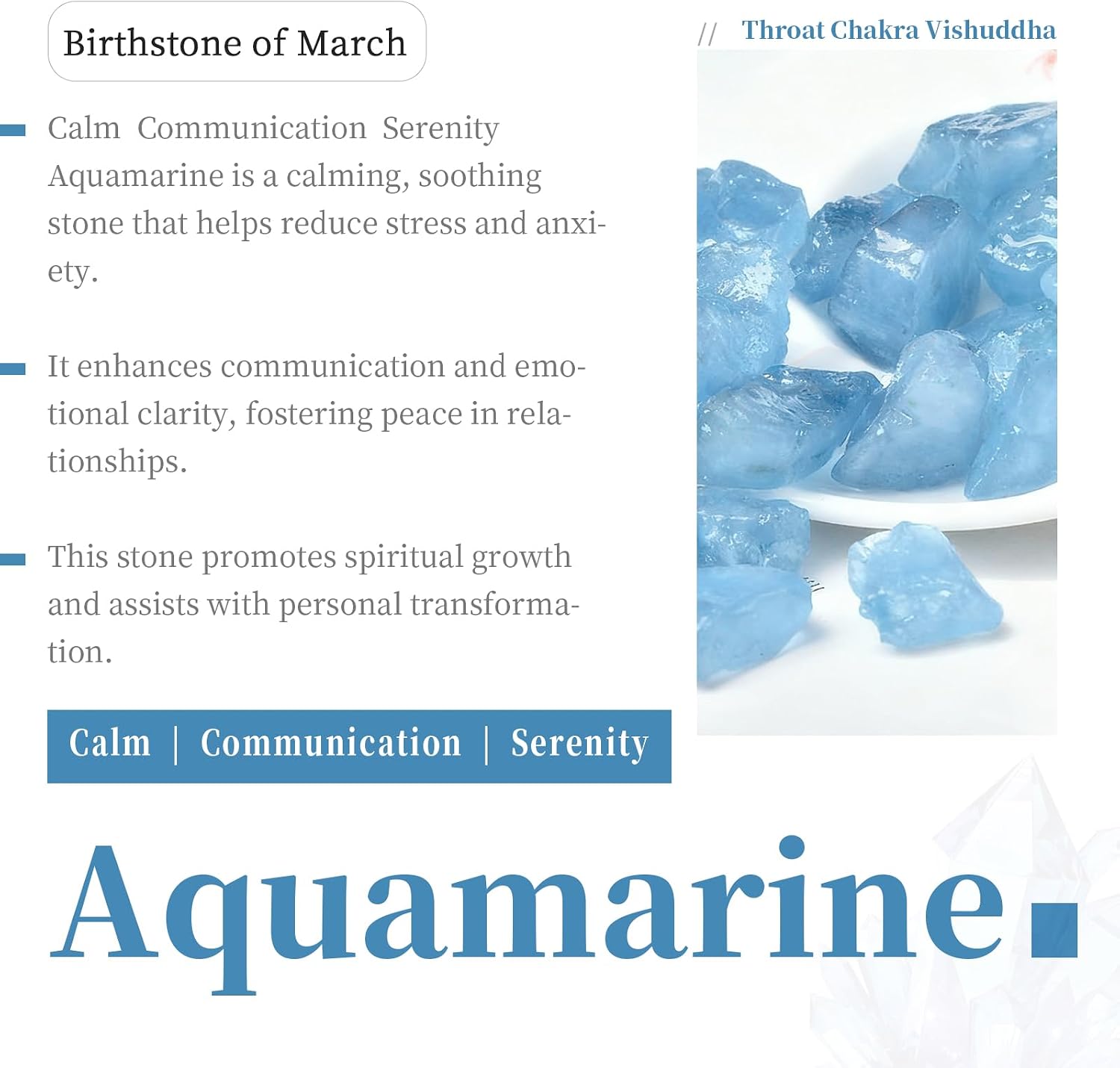 SUNYIK Natural Aquamarine Tumbled Chip Stone, Throat Chakra Crystal Pillow for Healing Reiki, Sphere Sculpture Figurine Point Display Stand - Image 2