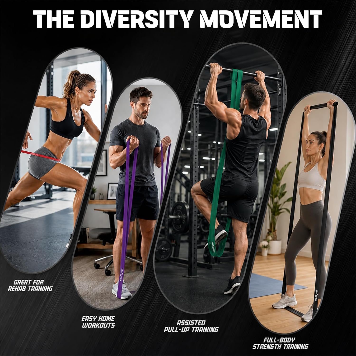 5-Pack Resistance Bands Set, Exercise Bands with Handles & Door Anchor, Stretch Bands for Pull Up Assistance, Home Gym & Strength Training - Image 3