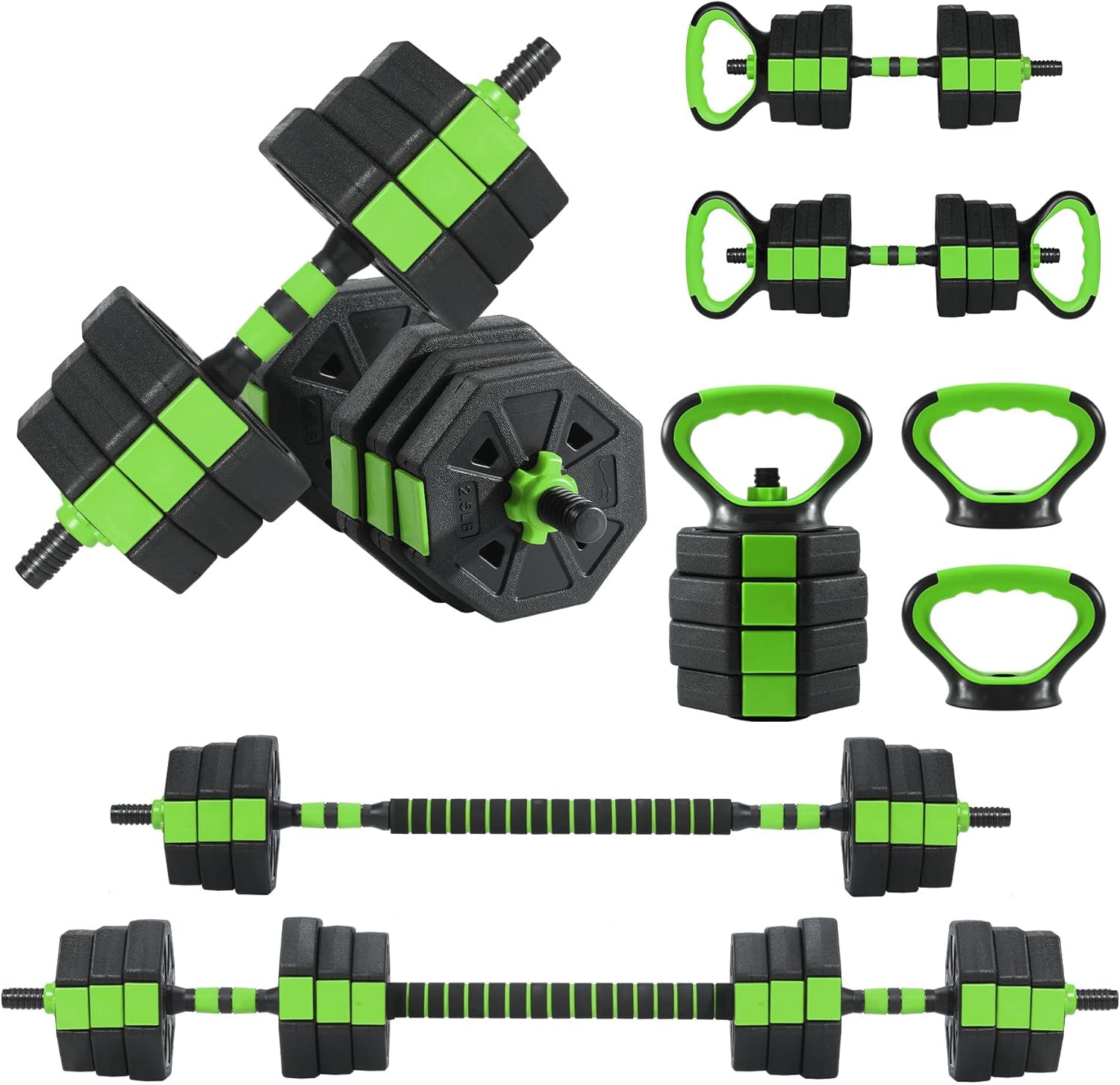 4-in-1 Dumbbell Set, 66/88Lbs Adjustable Free Weight Set with Connector, Use As Kettlebells, Barbell, Push Up Stand, Multi-Purpose Fitness Equipment for Home Gym, Suitable for Men and Women