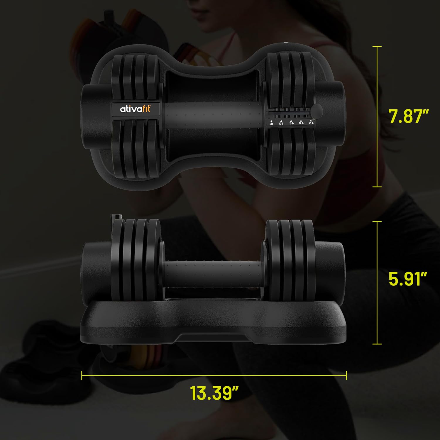 ATIVAFIT Adjustable Dumbbell Set of 2, 5–88LB Quick Dial Free Weights with Double Safety Lock, Anti-Slip Steel Handle & Storage Box, Space Saving Home Gym Equipment for Full Body Strength Training, Suitable for Home Fitness Users - Image 5