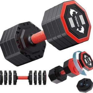 Yoleo Adjustable Dumbbell Set, Weights Dumbbells Set at Home Workout Equipment, 4 in 1 Each Premium Tai Chi-Style Rotary Mounting Adjustable 10/15/20/25 lb dumbbells, with TPU Soft Rubber Handle Suitable Men/Women Updated 2.0