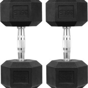 HulkFit Rubber Coated Hex Dumbbells, Anti-Roll Hand Weights Set of 2, Non-Slip Ergonomic Handle Low Odor for Home Gym