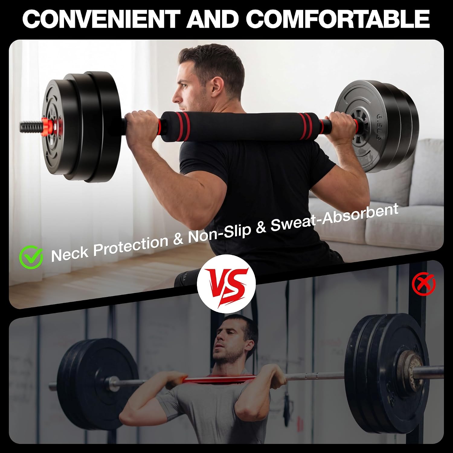 AD01 Adjustable Dumbbells Set, 30/45/70/92LBS Free Weight Set, 5 in 1 Weight Set Used as Kettlebells, Barbell, Push up Stand, Exercise Fitness for Home Gym Suitable Men/Women - Image 3