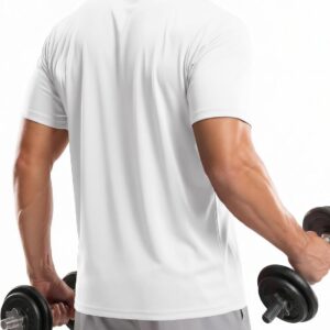 KINSWT Men’s Workout Shirts Dry Fit UPF 50+ Athletic T-Shirts Short Sleeve Cooling Quick Dry Running Gym Active Tee Tops