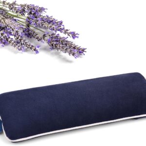 Lavender Weighted Eye Pillow – Soft Plush Removable Cover | Moist Heat & Cold Therapy, Natural Aromatherapy Eye Compress Pillow for Relaxation, Yoga, Meditation, and Sleep, Navy Blue