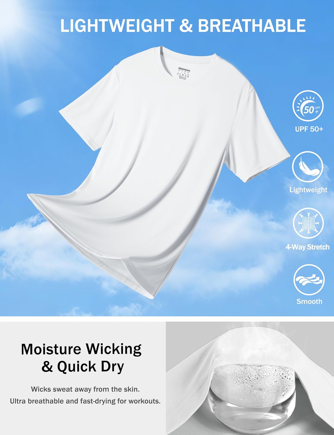 KINSWT Men's Workout Shirts Dry Fit UPF 50+ Athletic T-Shirts Short Sleeve Cooling Quick Dry Running Gym Active Tee Tops - Image 4