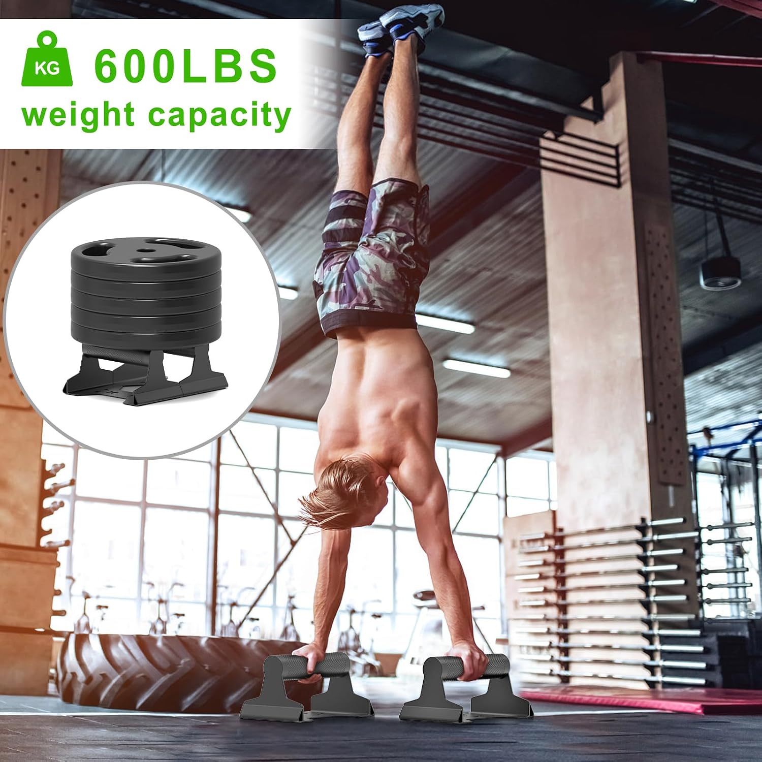 SELEWARE Push Up Bars Steel Pushup Stands Parallettes Bars Push Up Handles | Parallettes for Calisthenics, Handstand, Floor Workouts, Sturdy Steel Structure w/Non-Slip Knurled Handles, Supports 600 lbs - Image 4