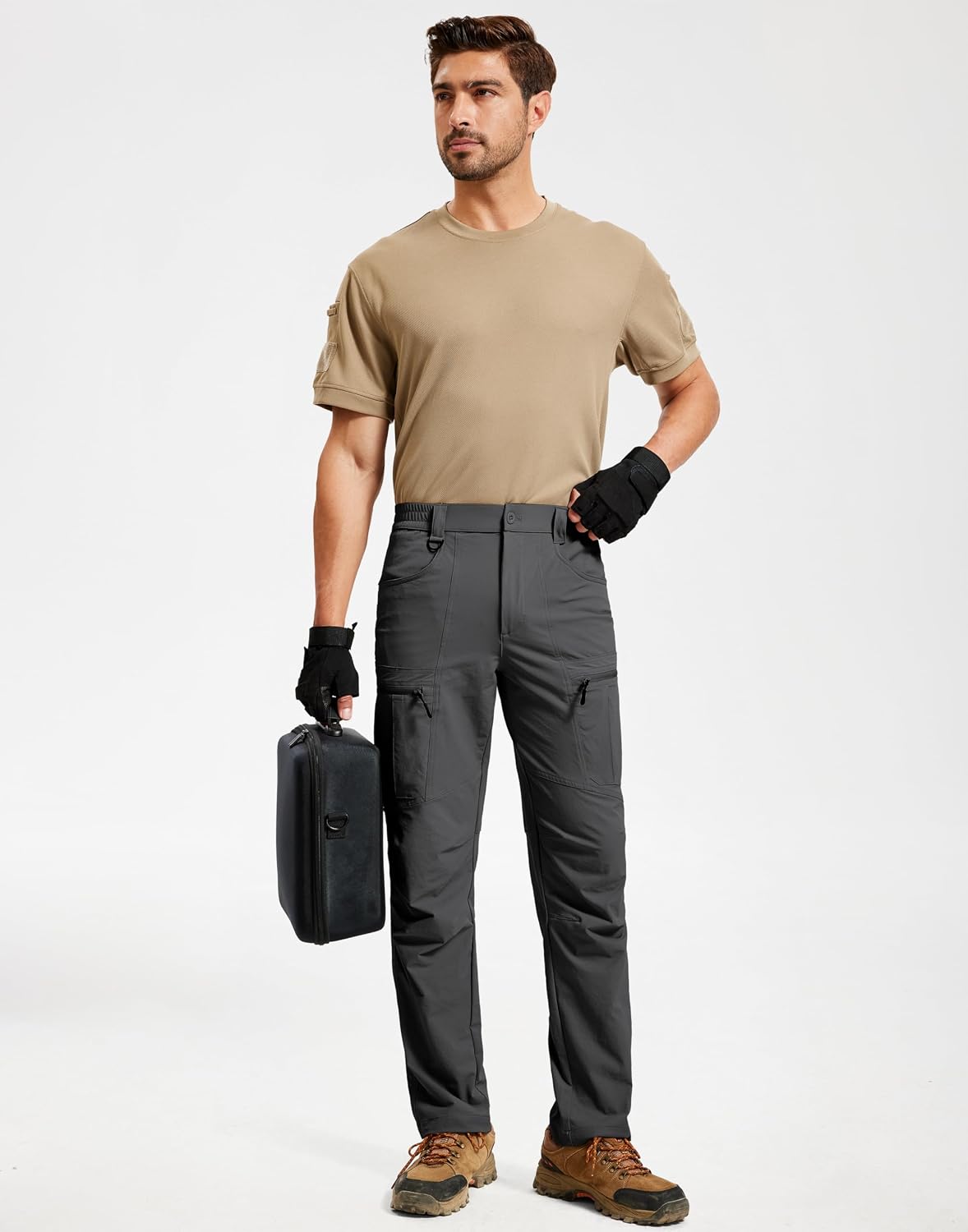 Men's Hiking Pants Lightweight Waterproof Nylon Cargo Work Pants Quick Dry Stretch Travel Fishing Pants 6 Pockets - Image 7