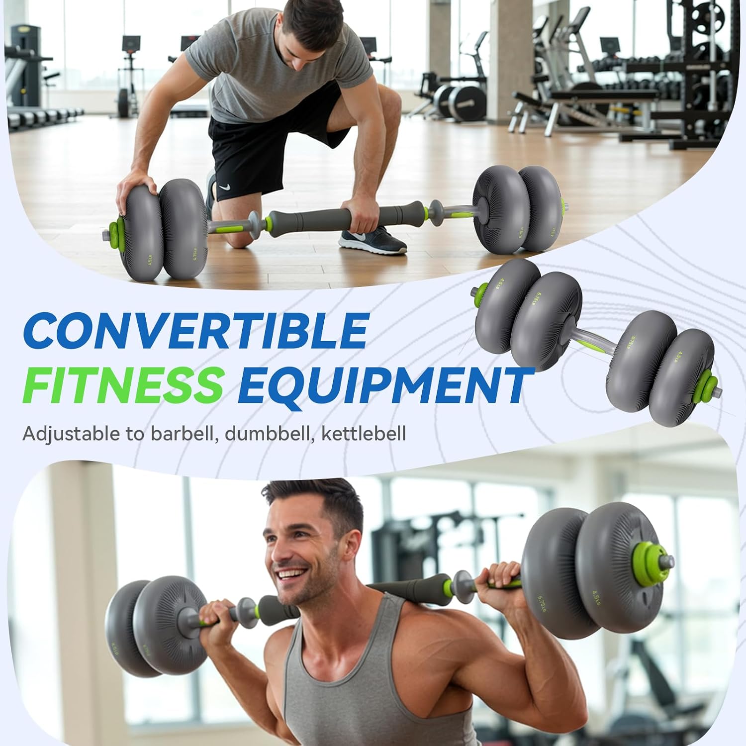LIFERUN Adjustable Dumbbell Set, Soft PVC Coated, 45lbs/67lbs Free Weight Set Home Gym, 4-in-1 Used As Barbell, Dumbbells, Kettlebell, Weight Plates, Weights Dumbbells Set, Space Saving Fitness Exercise For Men/Women - Image 6