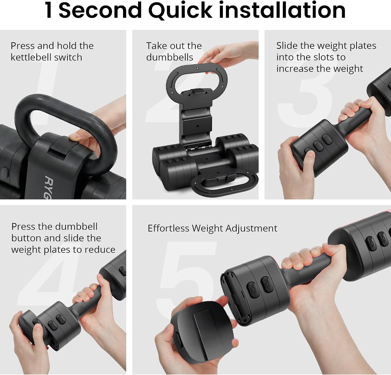 2-in-1 Adjustable Dumbbell Set for Women - 4 Levels (2.2lbs to 12.1lbs) - Home Gym Weights for Women at Home - Fitness Dumbbells - Image 7