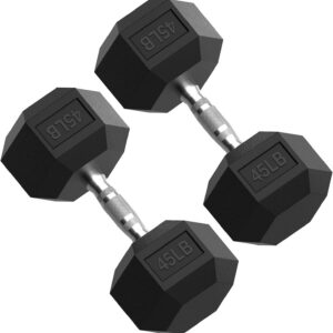 PAPABABE HEX Dumbbell Set 2.5-125lb, Rubber Encased Home Gym Dumbbells, Exercise & Fitness Weights Dumbbells for Women & Men, Hand Weight for Strength Training