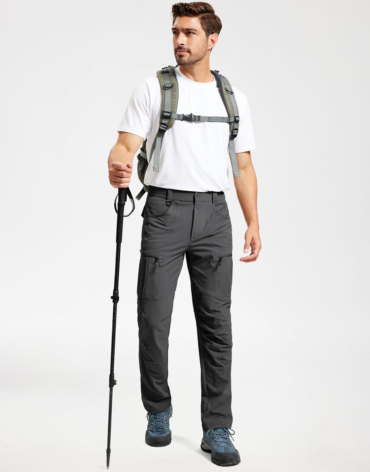 Men's Hiking Pants Lightweight Waterproof Nylon Cargo Work Pants Quick Dry Stretch Travel Fishing Pants 6 Pockets - Image 3