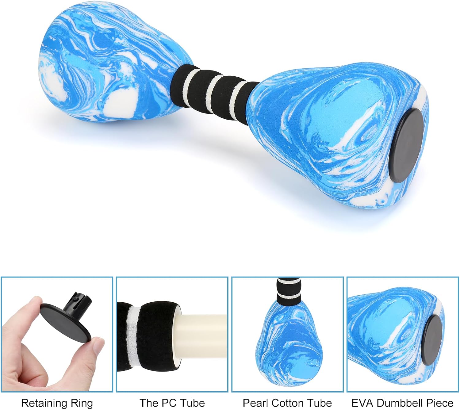 2PACK Aquatic Exercise Dumbbells, EVA Foam Barbells, Water Weights for Pool Exercise, Water Dumbbells for Men Women Water Workouts, Swimming Training - Image 3