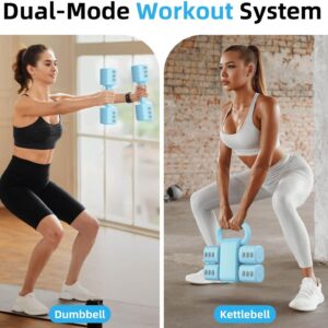 2-in-1 Adjustable Dumbbell Set, Upgraded 4 Levels Hand Weights for Women Men, Each 2.2/3.3/4.4/5.5lb, Convertible Weights Dumbbells and Kettlebell Set for Home Gym Exercise & Fitness