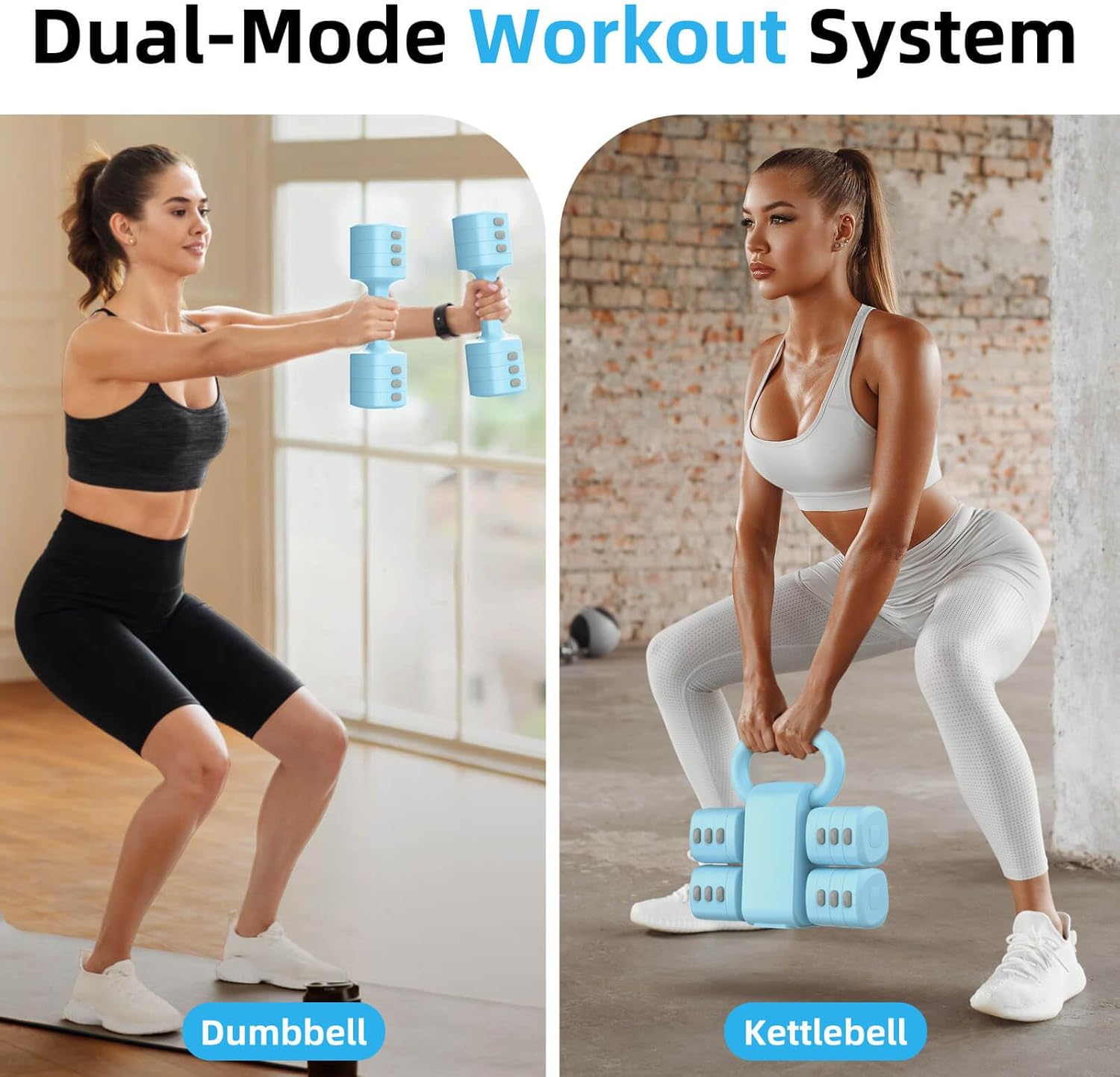 2-in-1 Adjustable Dumbbell Set, Upgraded 4 Levels Hand Weights for Women Men, Each 2.2/3.3/4.4/5.5lb, Convertible Weights Dumbbells and Kettlebell Set for Home Gym Exercise & Fitness - Image 2