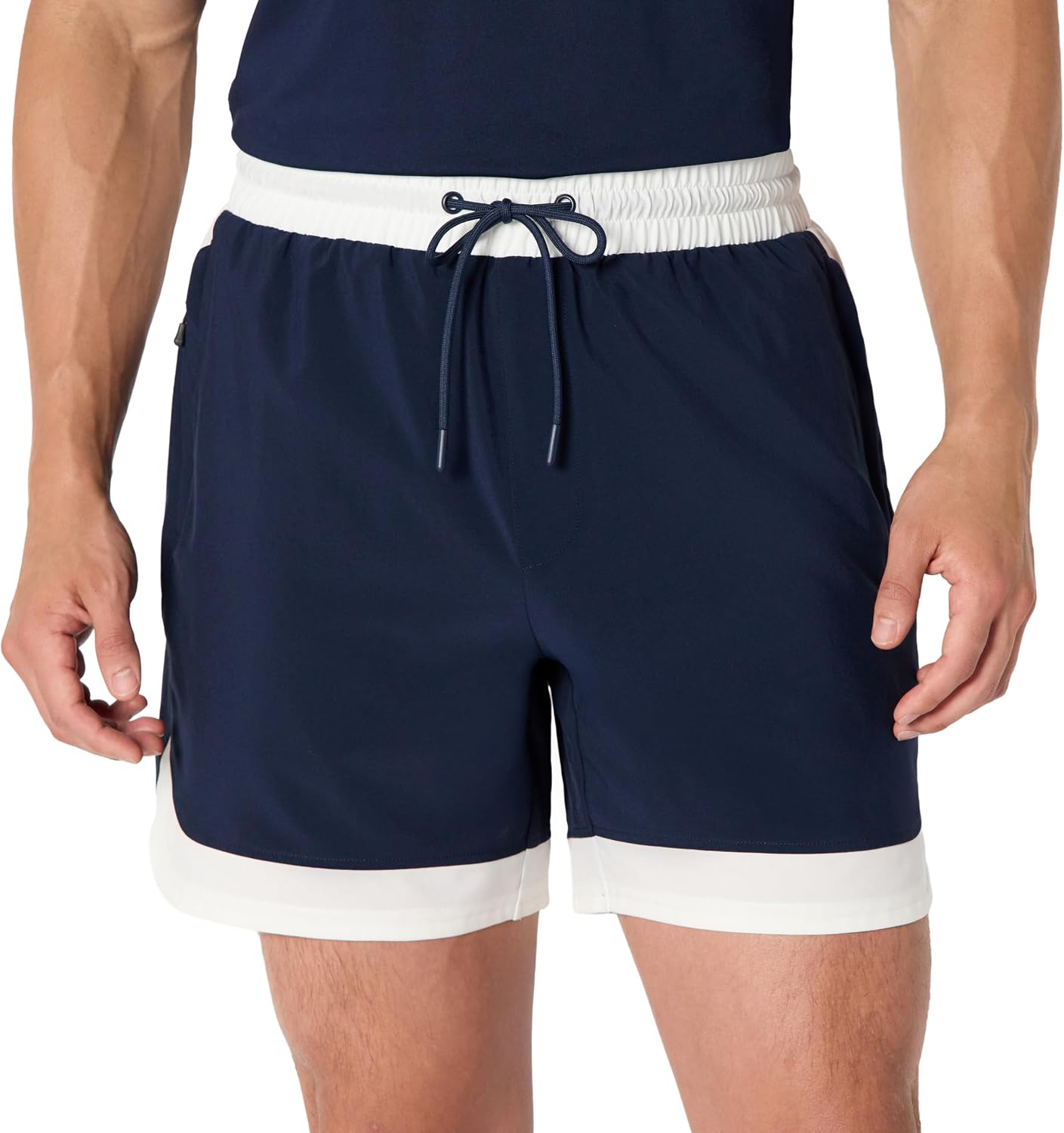 Amazon Essentials Men's Athletic Performance Stretch Contrast Woven Gym Training Short with 6" Inseam