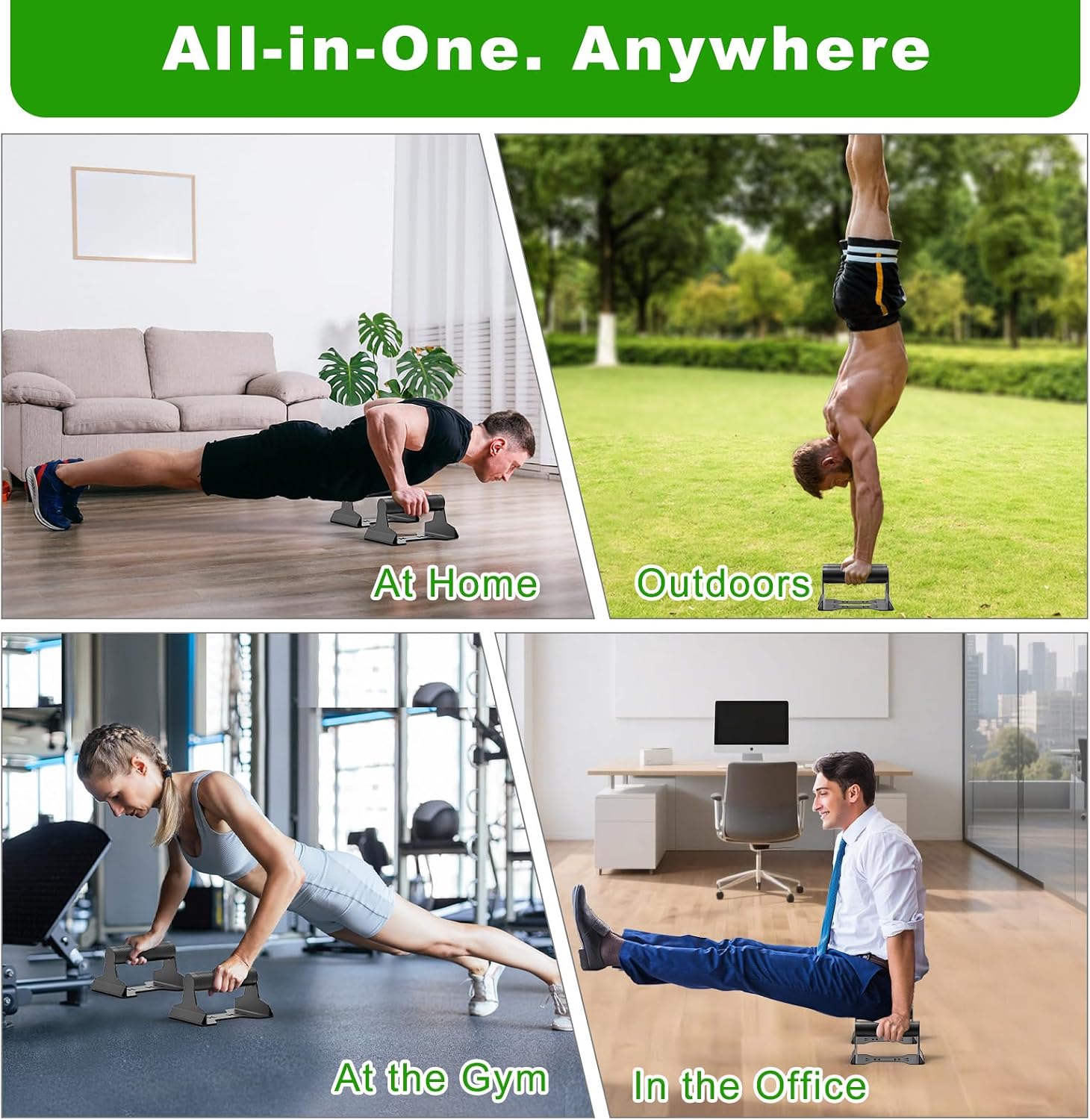 SELEWARE Push Up Bars Steel Pushup Stands Parallettes Bars Push Up Handles | Parallettes for Calisthenics, Handstand, Floor Workouts, Sturdy Steel Structure w/Non-Slip Knurled Handles, Supports 600 lbs - Image 5