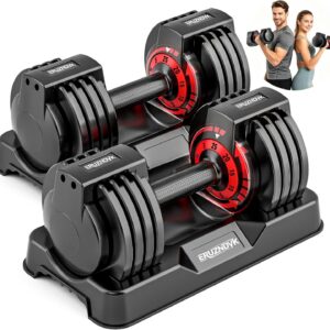 25/55lb Pair Adjustable Dumbbell Set, Adjustable Dumbbells Set of 2, 5 in 1/10 in 1 Free Weights Dumbbells Set with Anti-Slip Texture Handle, Weight Set For Home Gym Suit both Men and Women