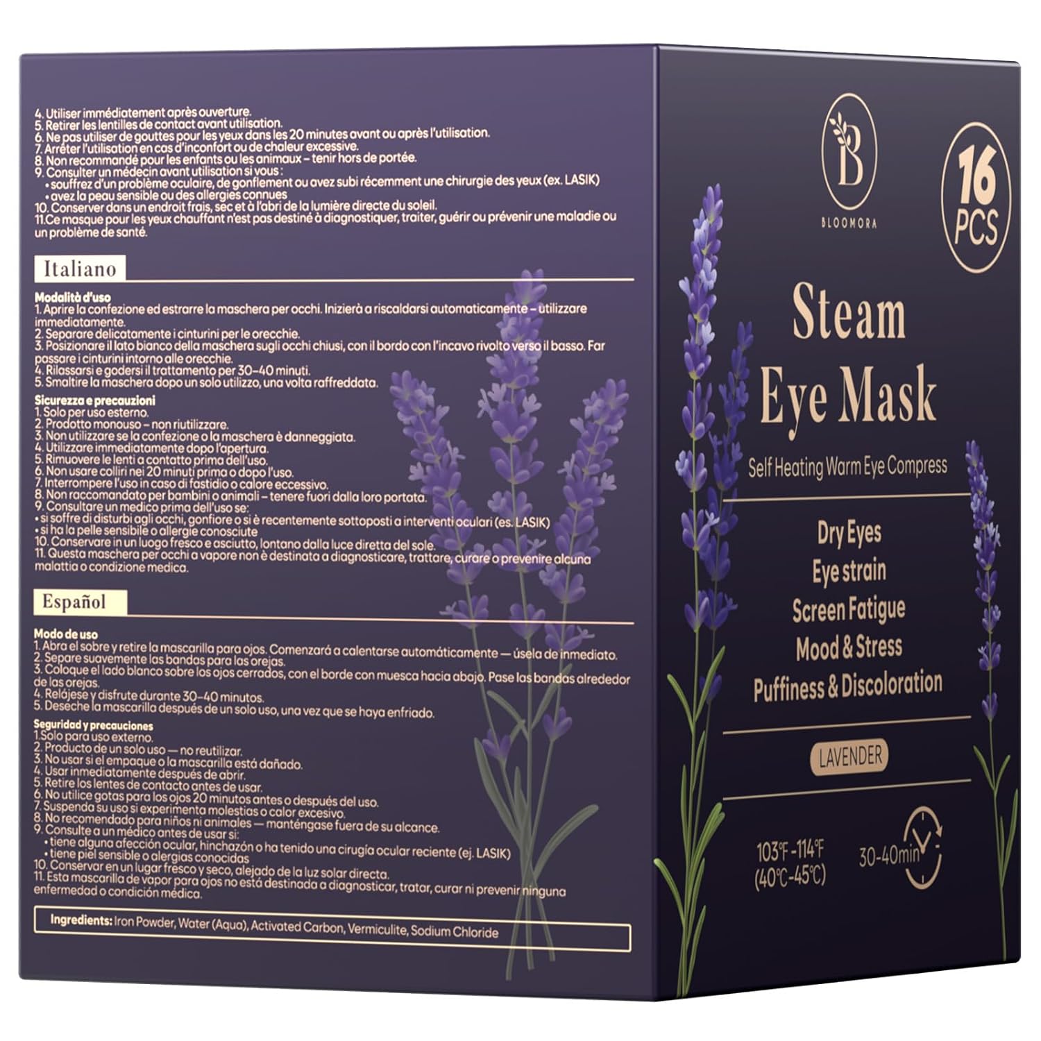 16 Pack Lavender Steam Eye Mask for Dryness, Puffiness, Strain & Relaxation, Heated Eye Mask for Sleep & Travel, Self-Heating & Disposable Warm Compress, Travel Essentials, Relaxation Gifts for Women - Image 9