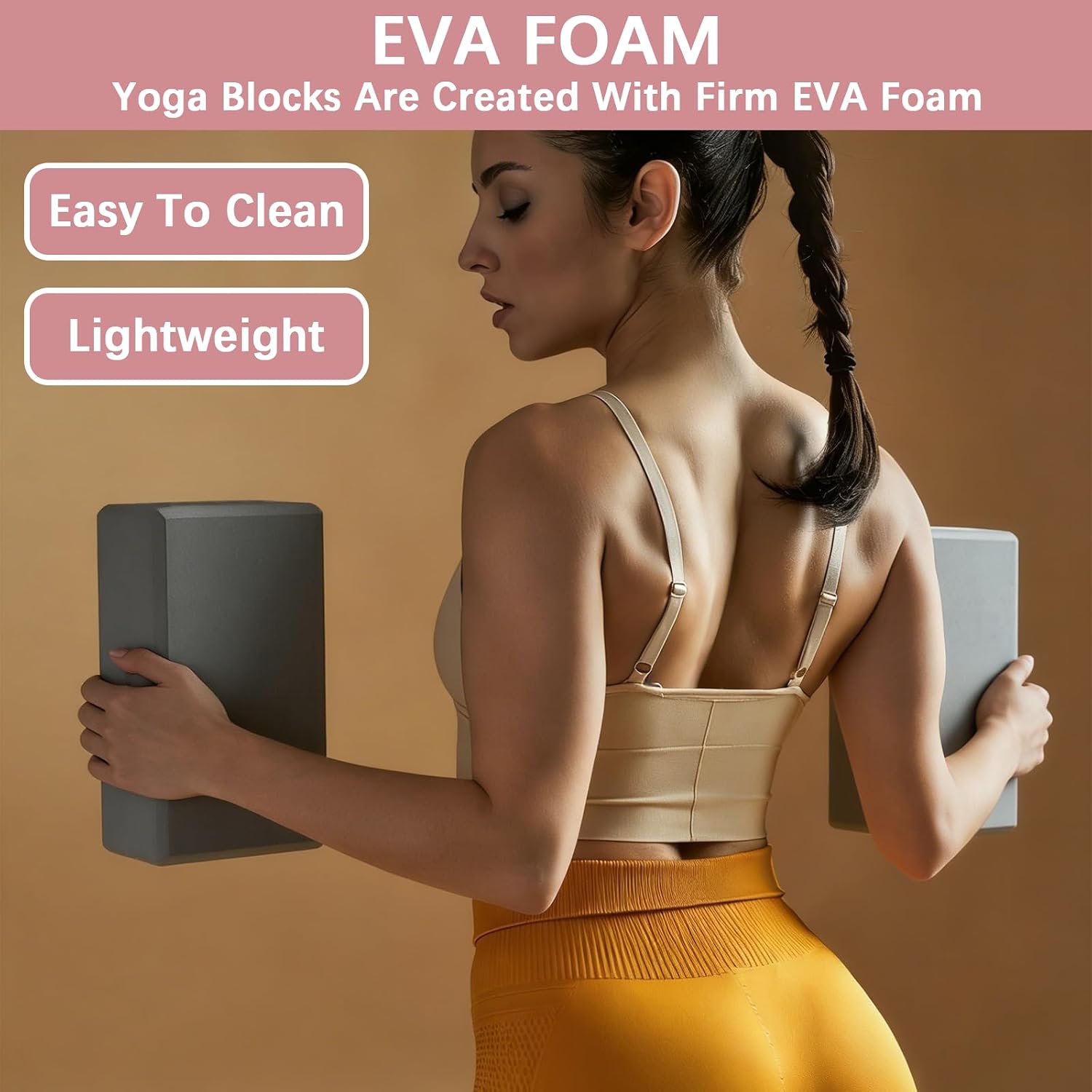 4 Pack Yoga Blocks - Premium EVA Foam Blocks for Pilates Workout, Stretching, Meditation - Yoga Brick for Flexibility, Balance, Spine Strength, Non-slip and Lightweight Exercise Blocks (Gray) - Image 7